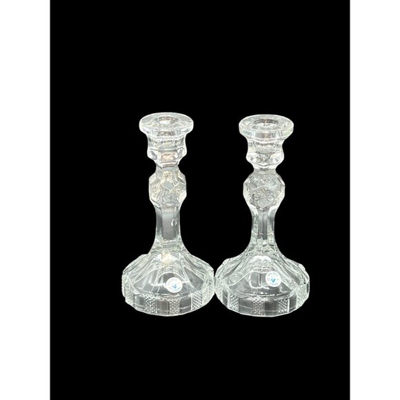 Vintage Viking Dalzel Candlesticks Clear crystal - Picture 2 of 8